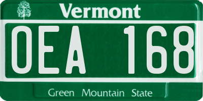 VT license plate OEA168