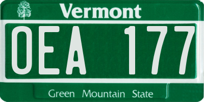 VT license plate OEA177