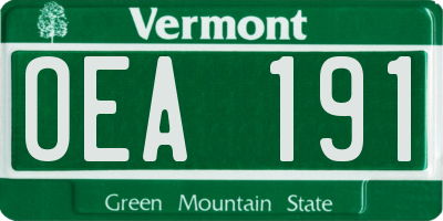 VT license plate OEA191