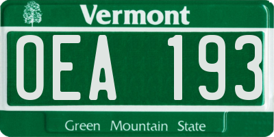 VT license plate OEA193