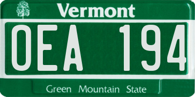 VT license plate OEA194