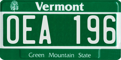 VT license plate OEA196