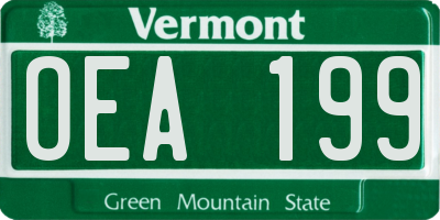 VT license plate OEA199