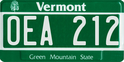 VT license plate OEA212