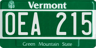 VT license plate OEA215