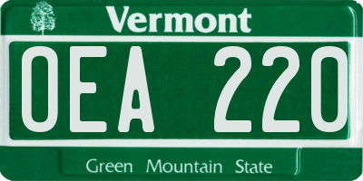 VT license plate OEA220