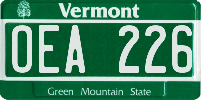 VT license plate OEA226