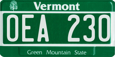 VT license plate OEA230