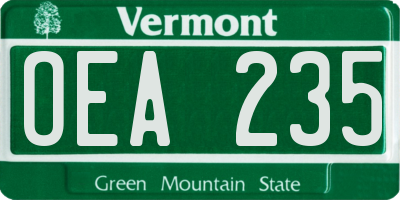 VT license plate OEA235