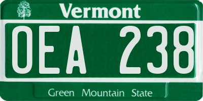 VT license plate OEA238