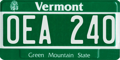 VT license plate OEA240