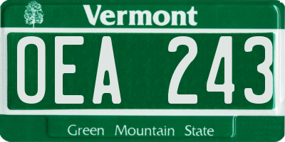 VT license plate OEA243