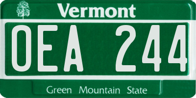 VT license plate OEA244
