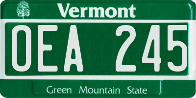 VT license plate OEA245