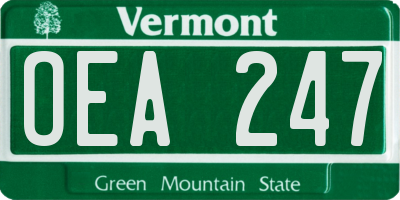 VT license plate OEA247