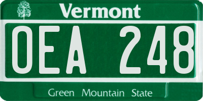 VT license plate OEA248