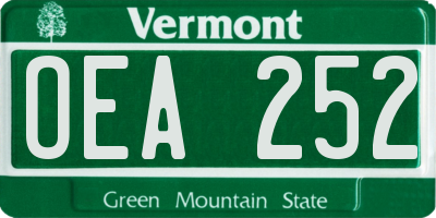 VT license plate OEA252