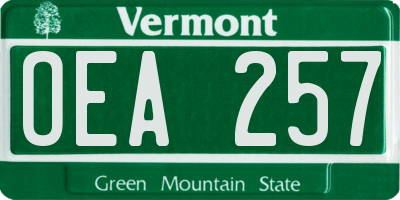 VT license plate OEA257
