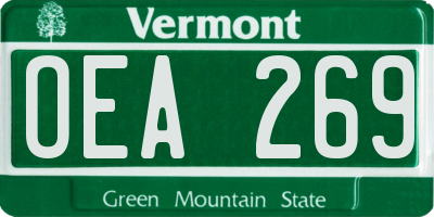 VT license plate OEA269