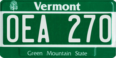 VT license plate OEA270