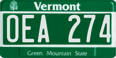 VT license plate OEA274
