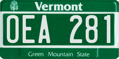 VT license plate OEA281