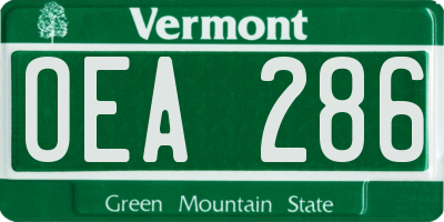 VT license plate OEA286