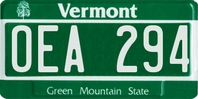 VT license plate OEA294