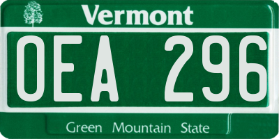 VT license plate OEA296