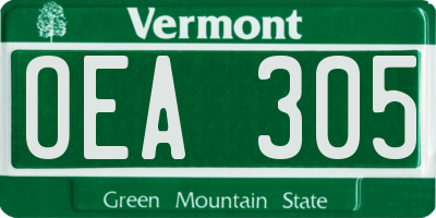 VT license plate OEA305