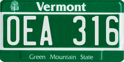 VT license plate OEA316