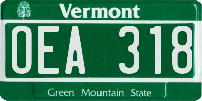 VT license plate OEA318