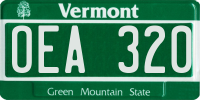 VT license plate OEA320