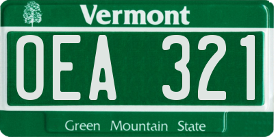 VT license plate OEA321