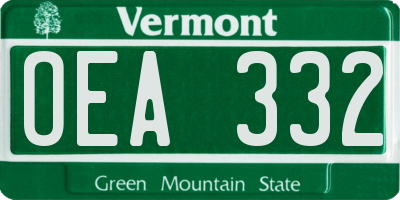 VT license plate OEA332