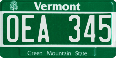 VT license plate OEA345