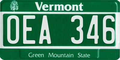 VT license plate OEA346