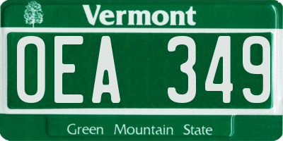 VT license plate OEA349