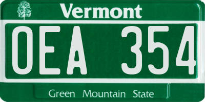 VT license plate OEA354