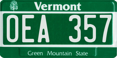 VT license plate OEA357