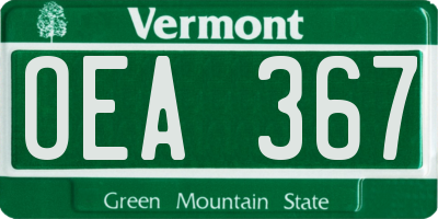 VT license plate OEA367