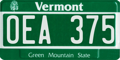 VT license plate OEA375