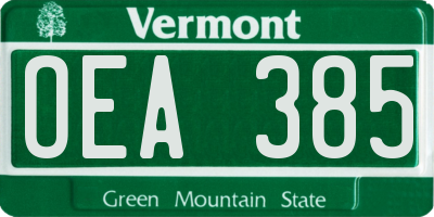 VT license plate OEA385