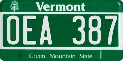 VT license plate OEA387