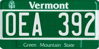 VT license plate OEA392