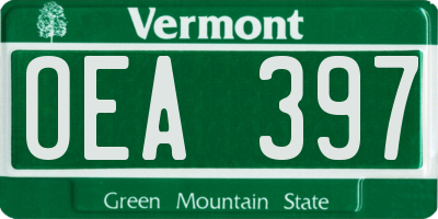 VT license plate OEA397