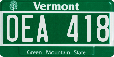 VT license plate OEA418