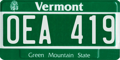 VT license plate OEA419