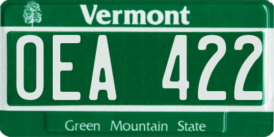 VT license plate OEA422