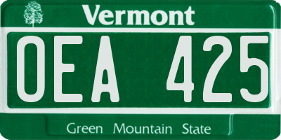 VT license plate OEA425